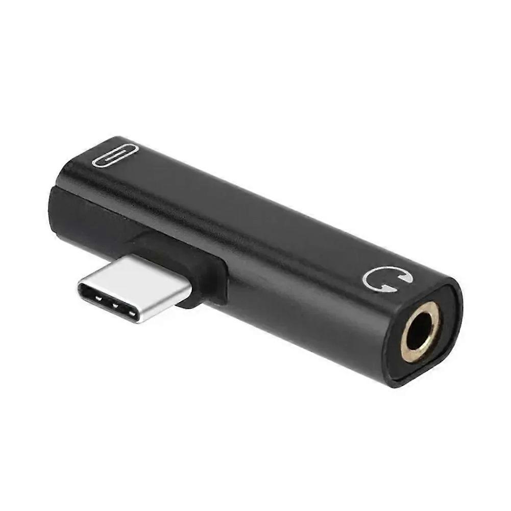 2-in-1 Usb-c-auf-3,5-mm-kopfhöreranschluss-audioadapter, Usb-c-otg-ladekonverter, Schwarz