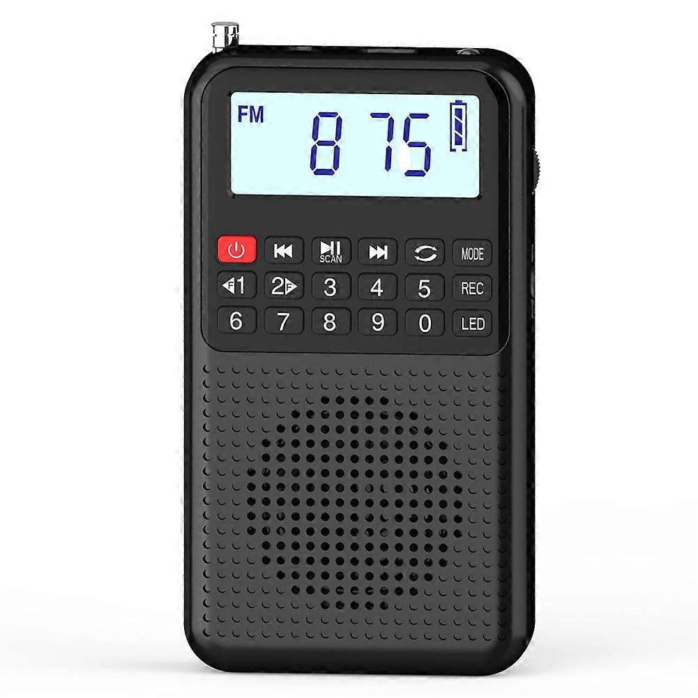 Mini-tragbares Taschenradio Am/fm/mp3 Mit Timer, Wiederaufladbarem Akku Über Sd-karte, Dual-am-modus 9k/10k, Schwarz.