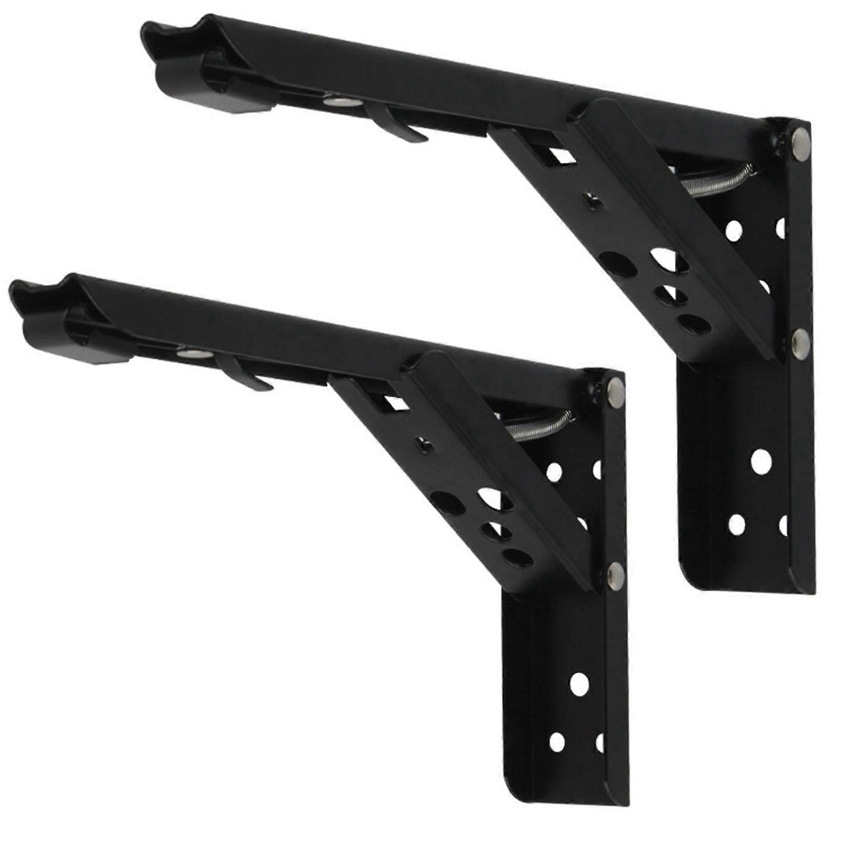 Robuste, 20 Cm (8 Zoll) Lange, Klappbare Wandregalhalterungen Aus Edelstahl Für Heimwerkerprojekte – 2er-pack, Schwarz