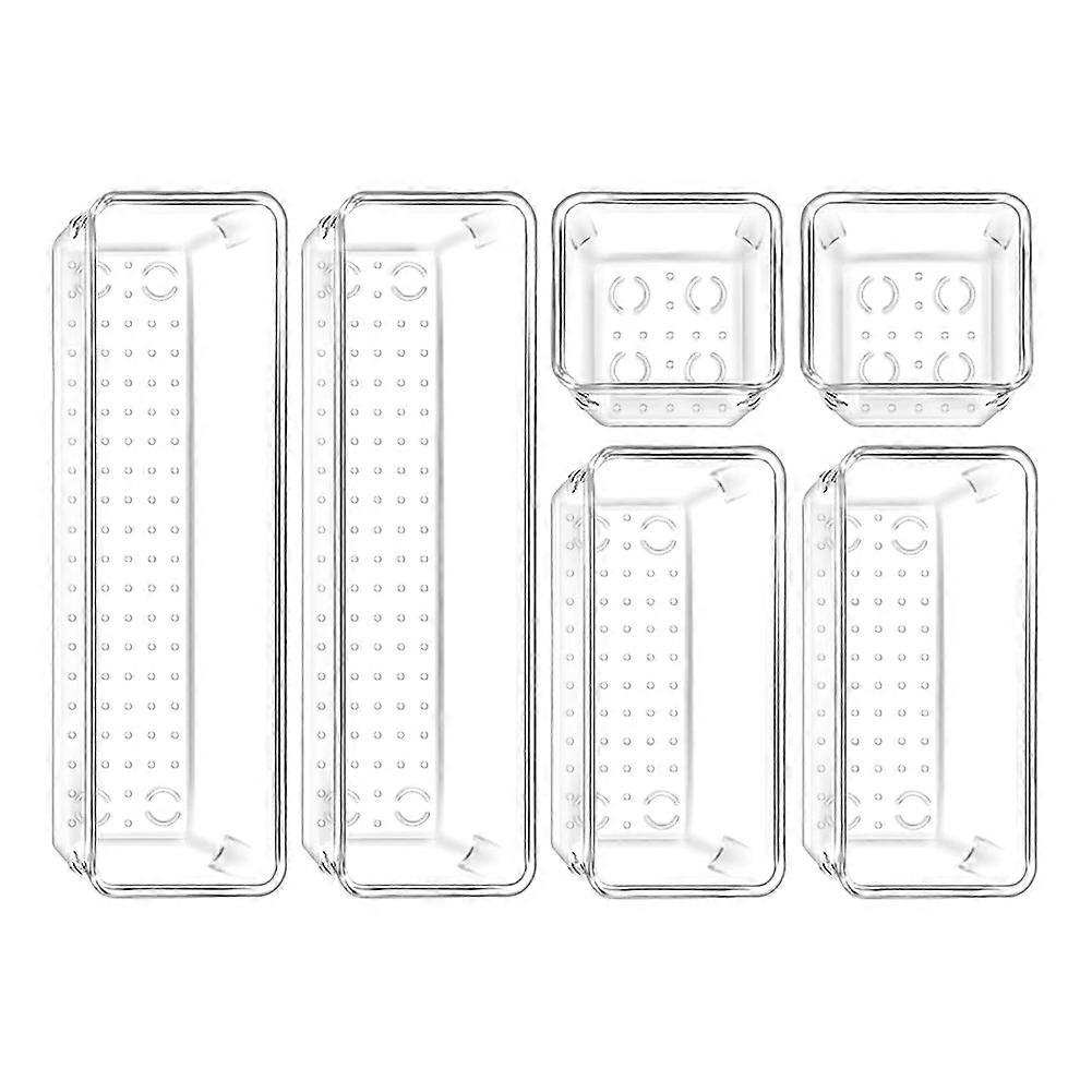 Set Mit 6 Transparenten Schubladeneinsätzen Aus Kunststoff In 3 Verschiedenen Größen, Für Badezimmer, Schminktisch, Kosmetik Und Geschirr.