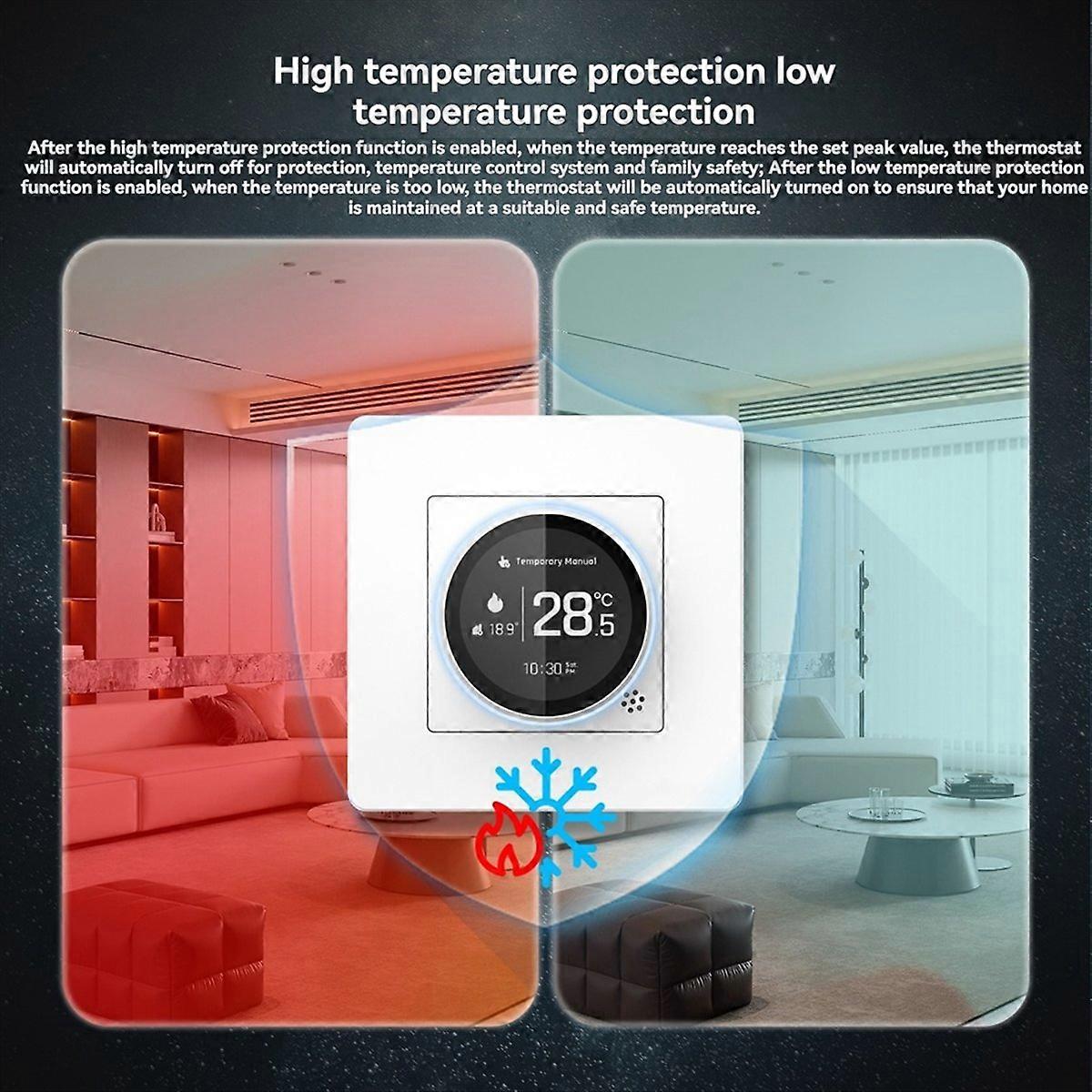 Tuya Zigbee Smart-thermostat Mit Taste Für Gasheizkessel, Kompatibel Mit Google Home, Weiß