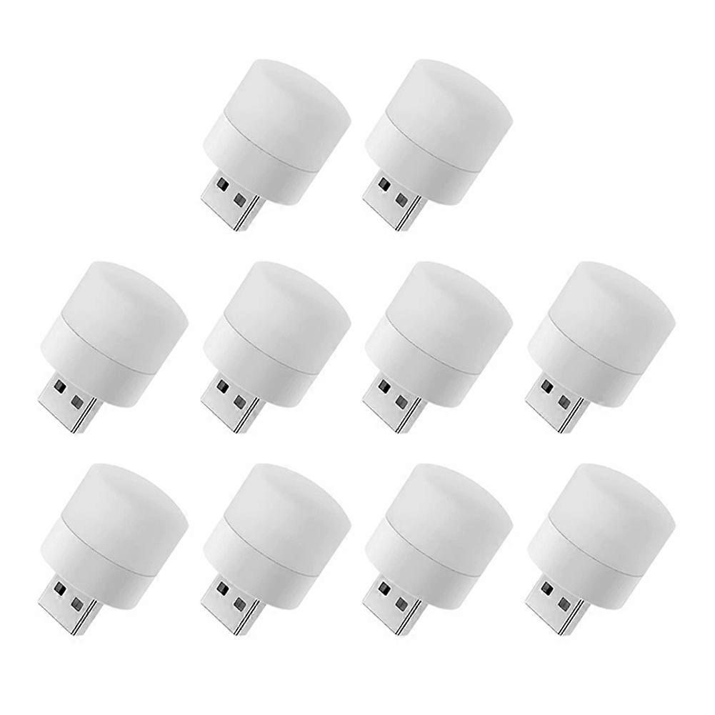 10er-pack Mini-usb-nachtlichter Zum Lesen, Weiße Led-lampe, Augenschutz, Usb-stecker, Stromversorgung Für Computer Oder Mobiltelefon