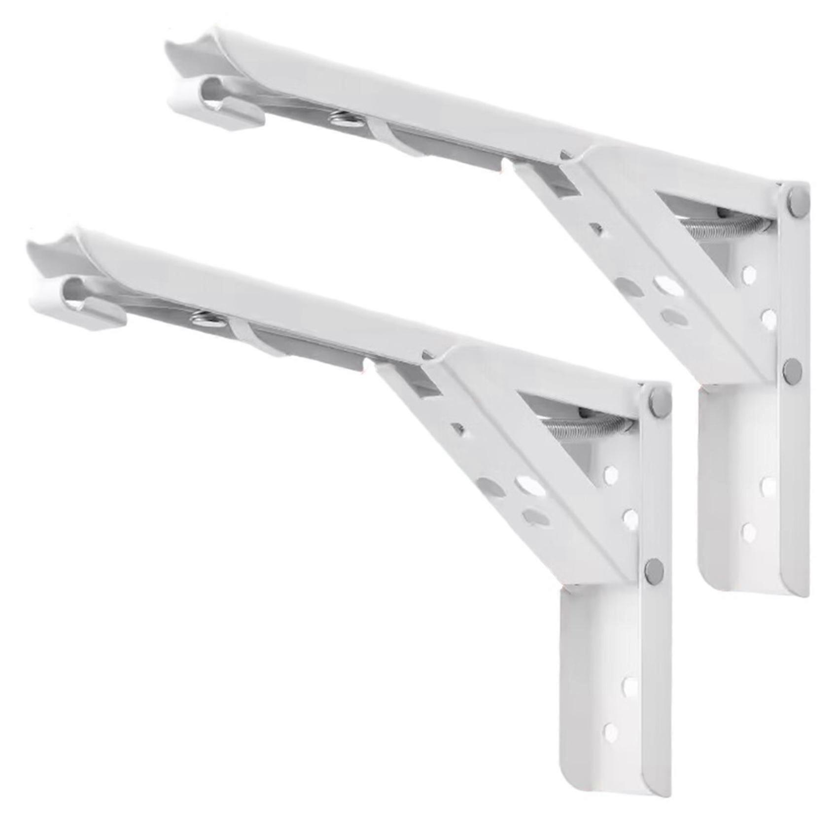 Robuste, 20 Cm (8 Zoll) Lange, Klappbare Wandregalhalterungen Aus Edelstahl Für Heimwerkerprojekte – 2er-pack, Weiß