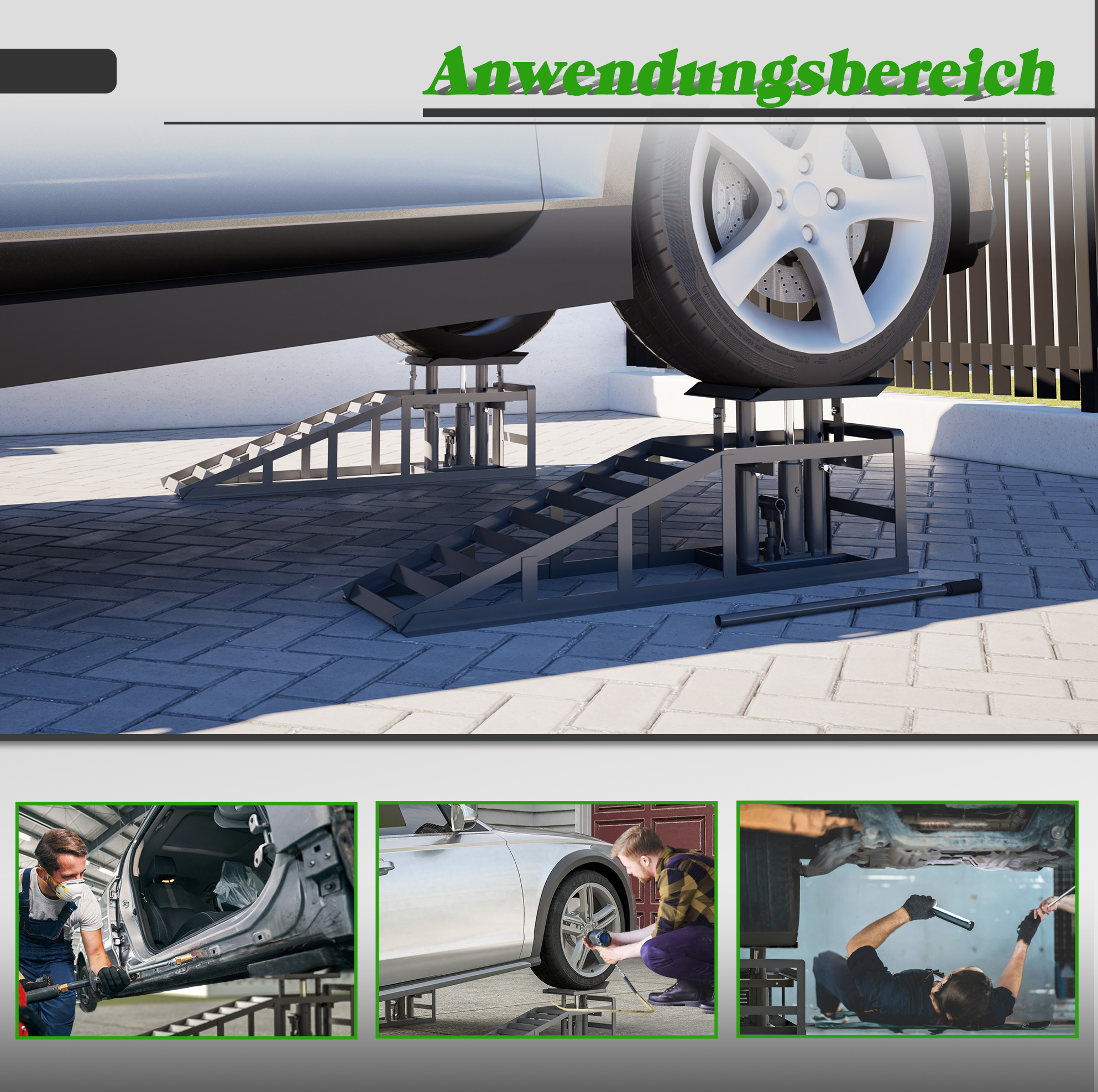 Paar Verstellbare Stahl-autobühnenrampen Grau 2000 Kg