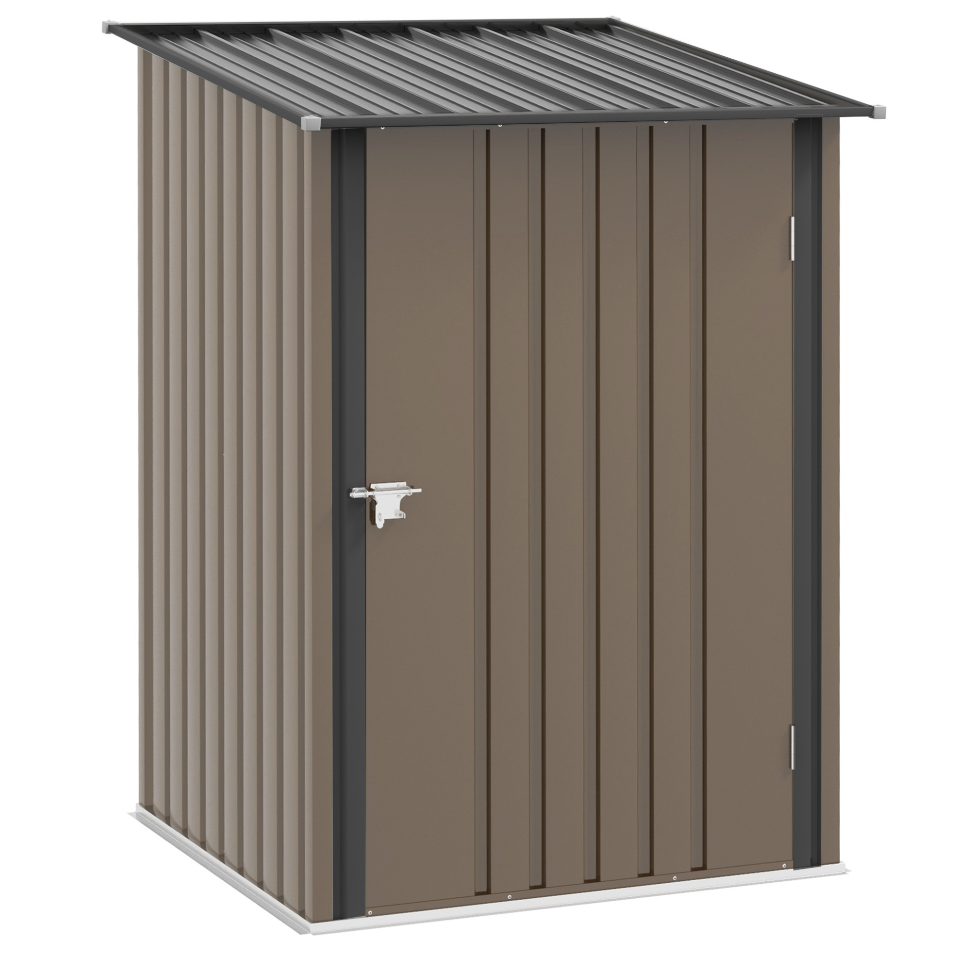 Gerätehaus Aus Stahl 100 X 103 X 160 Cm Braun Mit Pultdach