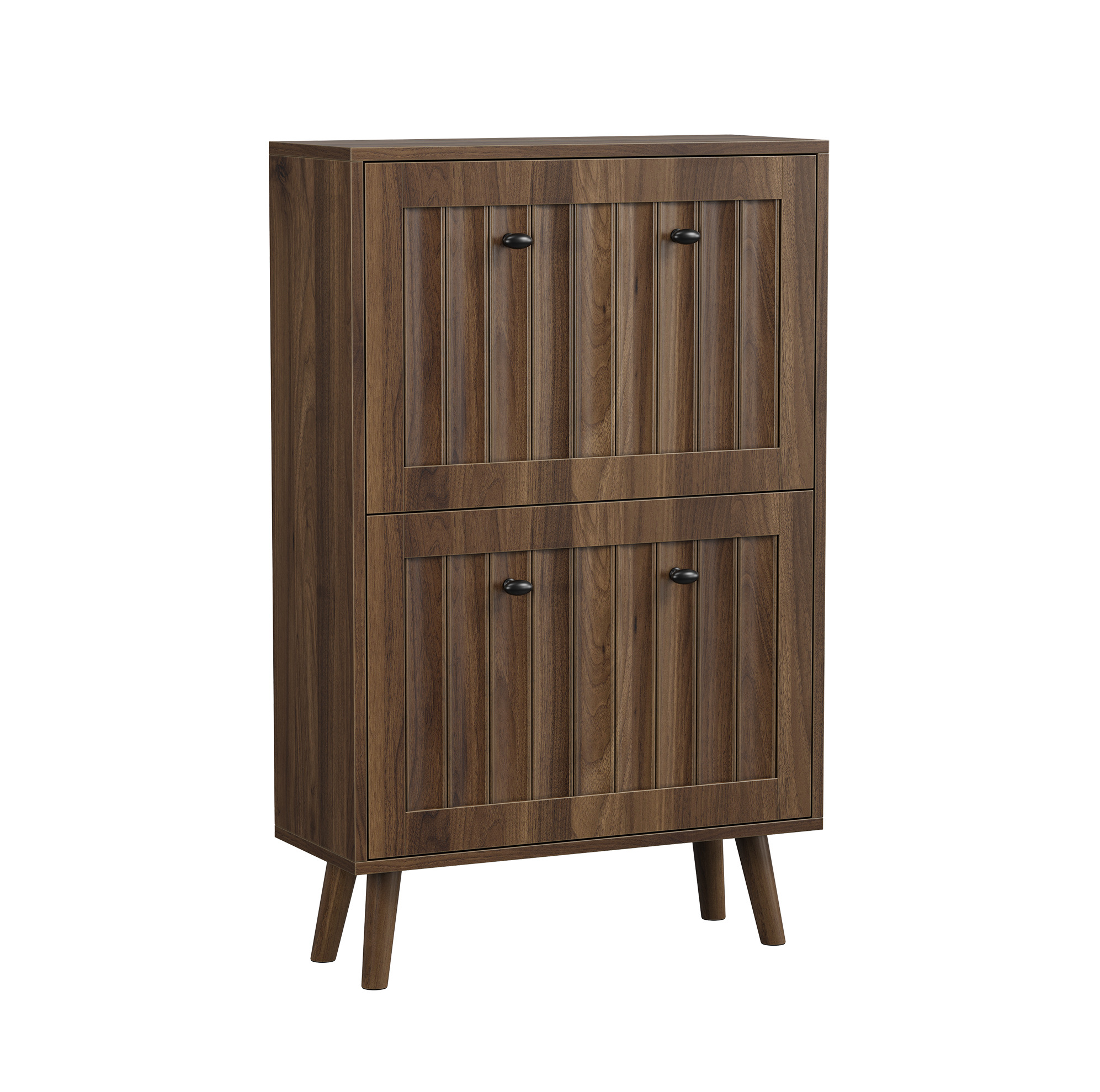 Schuhschrank In Nussbaum-optik Aus Mdf Und Spanplatte, 60 X 24 X 95 Cm