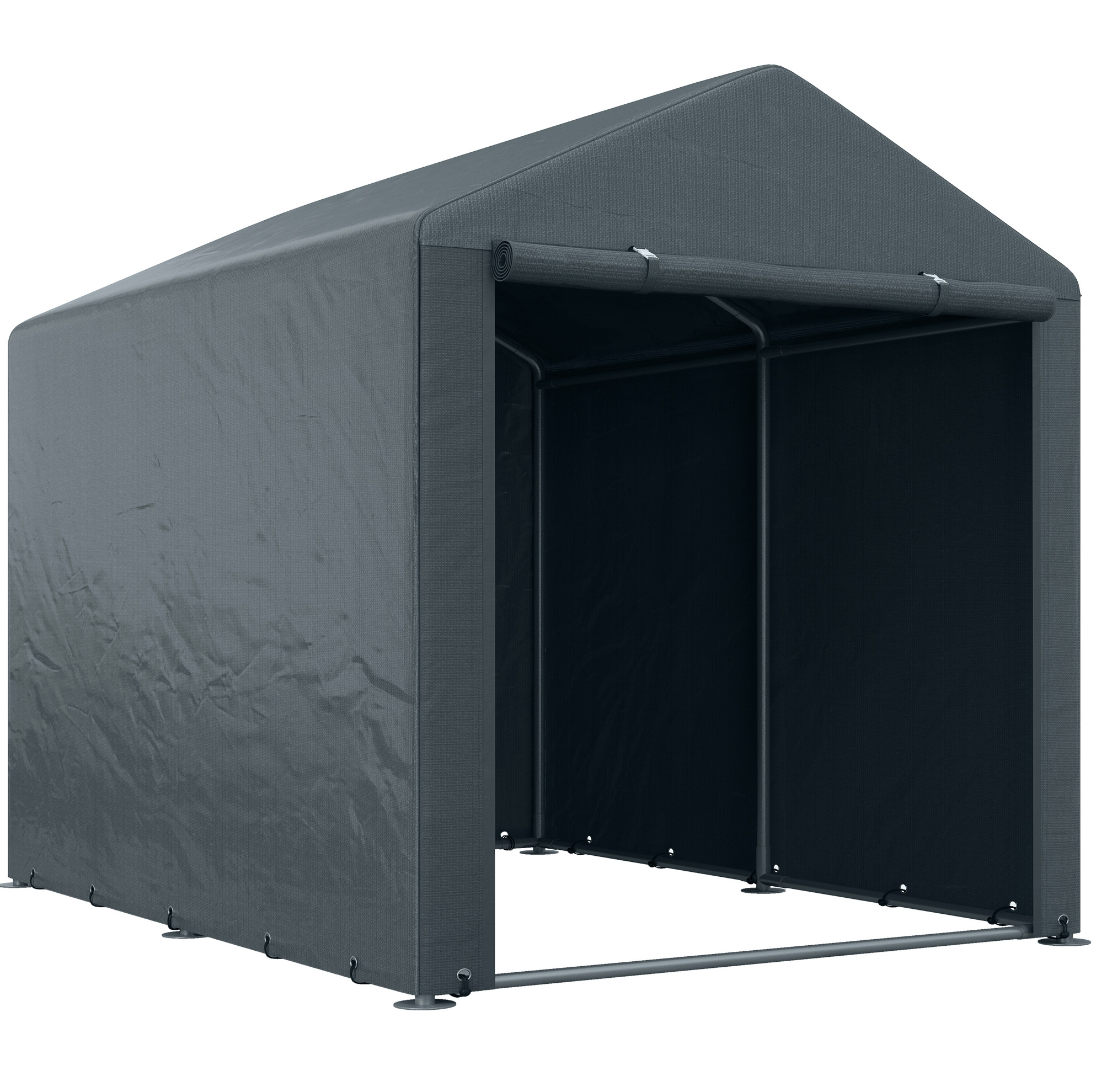 Garagenzelt 160 X 218 X 172 Cm Aus Verzinktem Stahl Und Pe-plane, Dunkelgrau