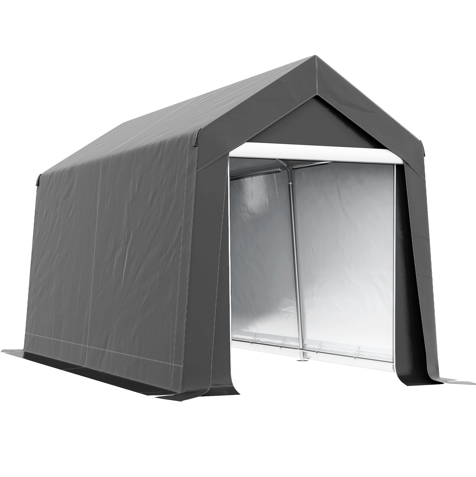 Garagenzelt 210 X 360 X 235 Cm Aus Stahl, Dunkelgrau, Mit Reißverschlusstür Und Uv-schutz