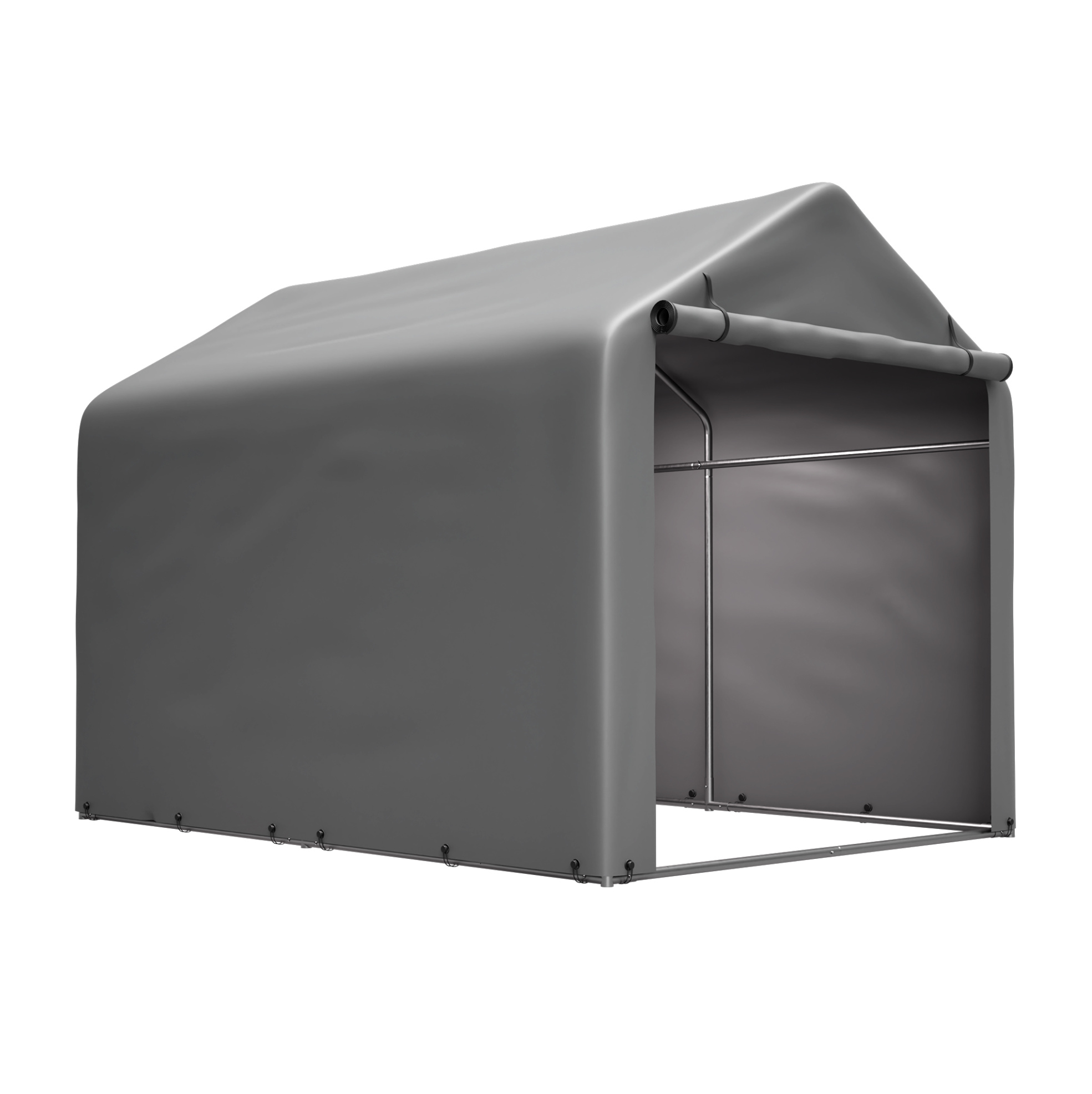 Fahrradgarage 160x220x165 Cm Aus Grauem Pe Mit Stahlgestell Und Rolltür