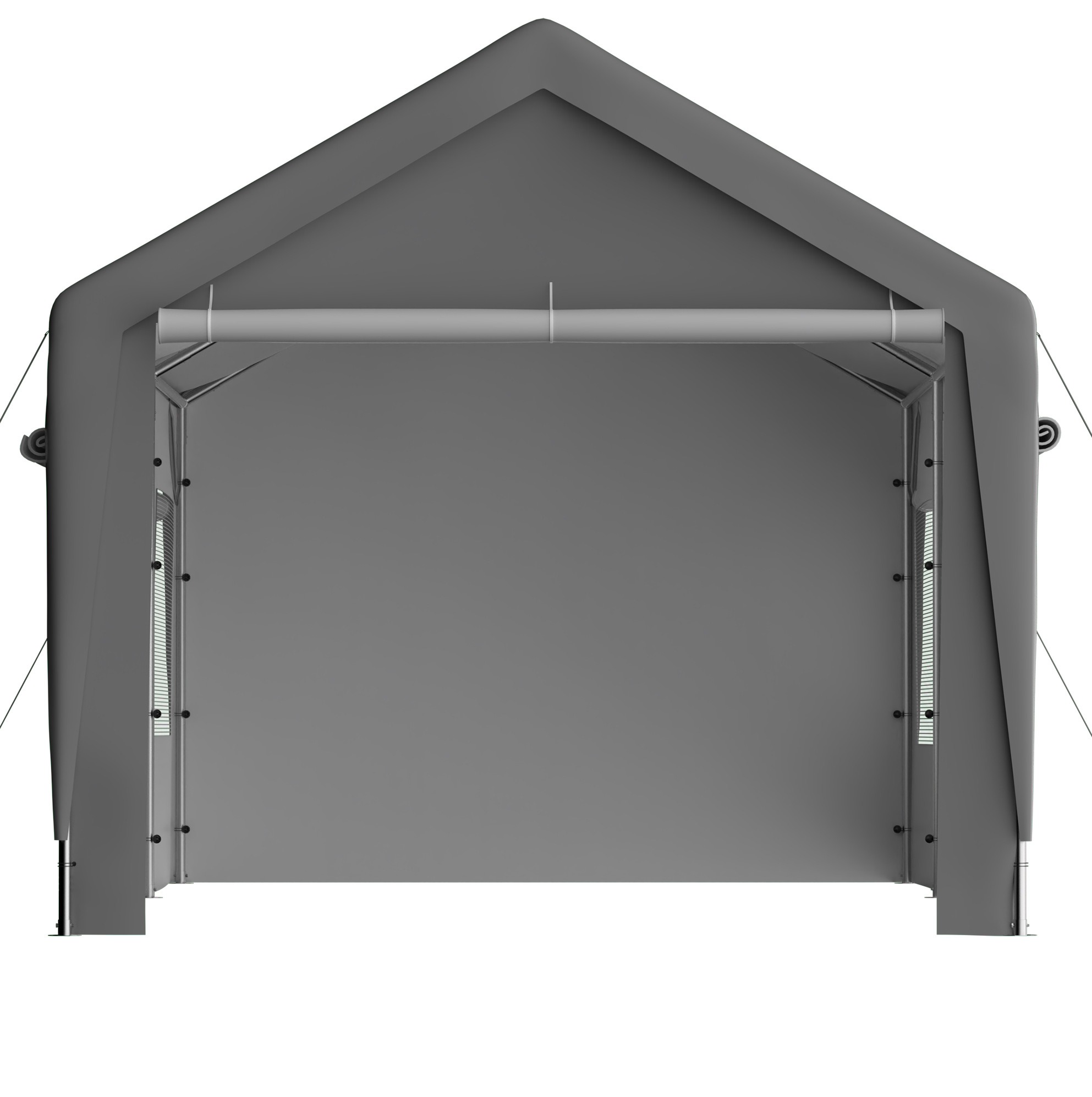 3x6 M Graues Garagenzelt Aus Metall, Rollfenster, Abnehmbare Wände Und Dach