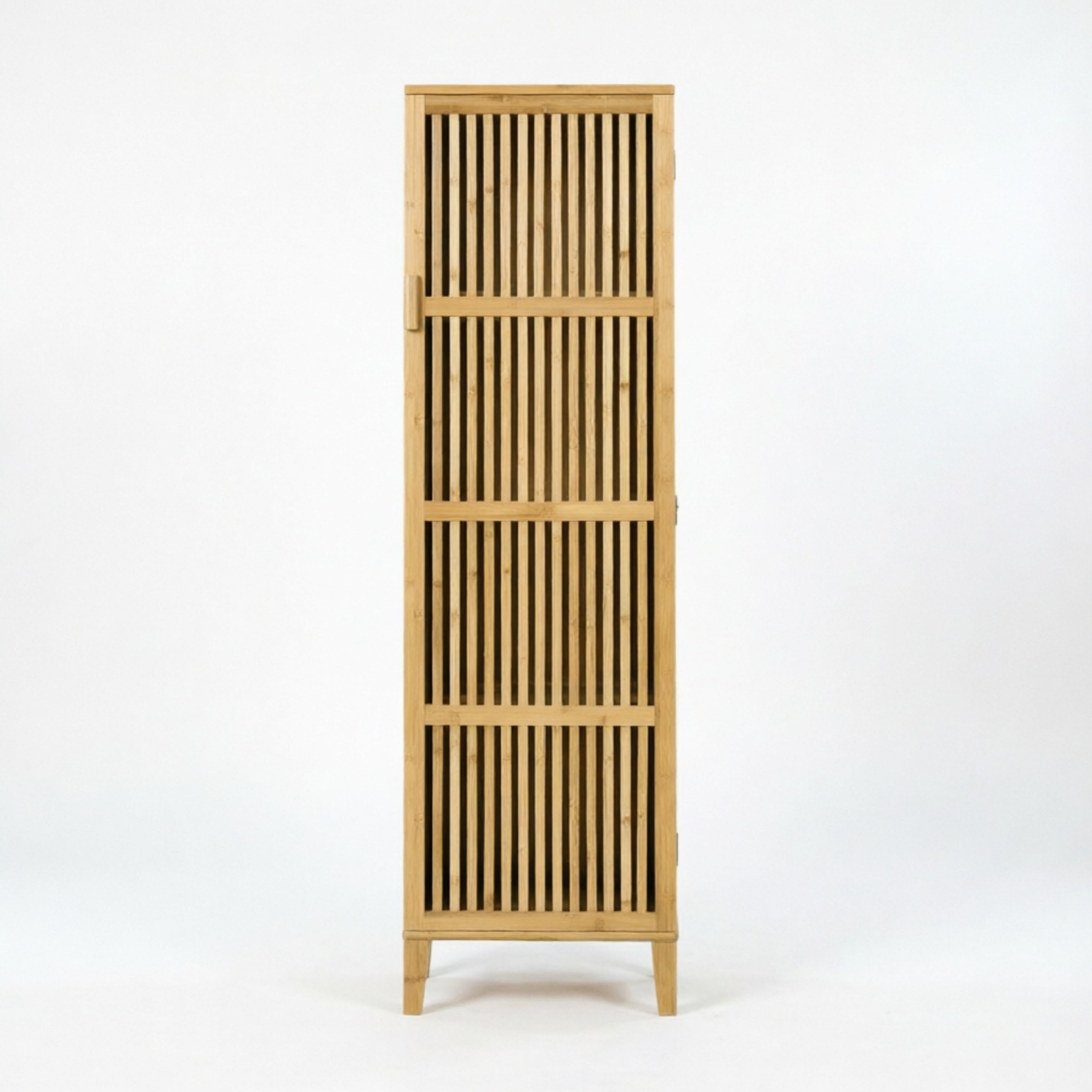 Hoher Schrank Aus Natürlichem Bambus Mit Lamellentüren 40 X 30 X 140 Cm