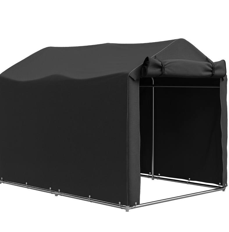 Wasserdichtes Garagenzelt Mit Tür, Pe Und Verzinktem Gestell 220 X 157 X 165 Cm, Schwarz