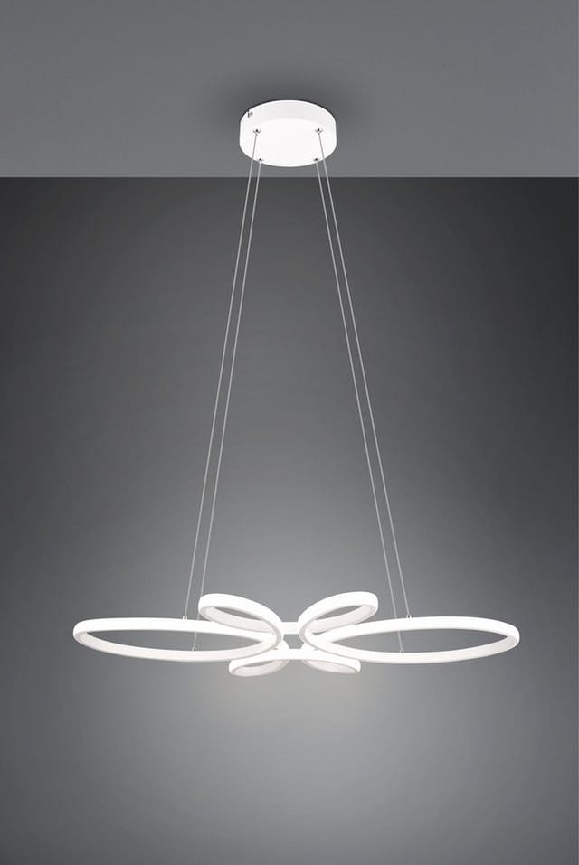 Große led Pendelleuchte fly geschwungen Weiß, Breite 83cm