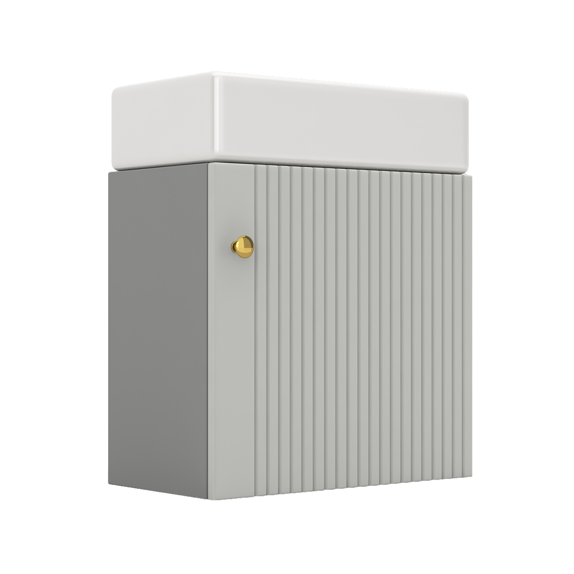 Waschtischunterschrank Hängend Mit Stauraum Und Soft-close, Moderner Stil, Für Kleines Bad, Mdf, Grau Und Weiß