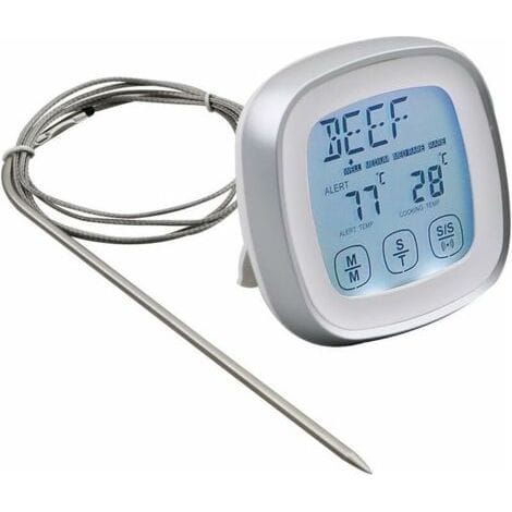 Fleischthermometer, Sofort Ablesbares Lebensmittelthermometer, Digitales Thermometer Mit Timer-alarmsonde Für Ofen, Küche, Grillen, Smoker (silber)