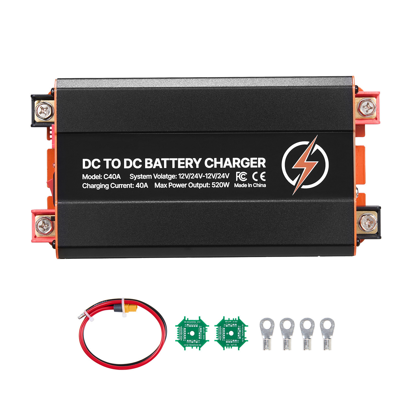 Mophorn Dc-dc Ladebooster 40 A 520 W, Schnellladegerät Für 12 V / 24 V Batterien Wie Lifepo4, Agm Und Gel, Ideal Für Wohnmobile, Caravans Und Notstromversorgung Zu Hause