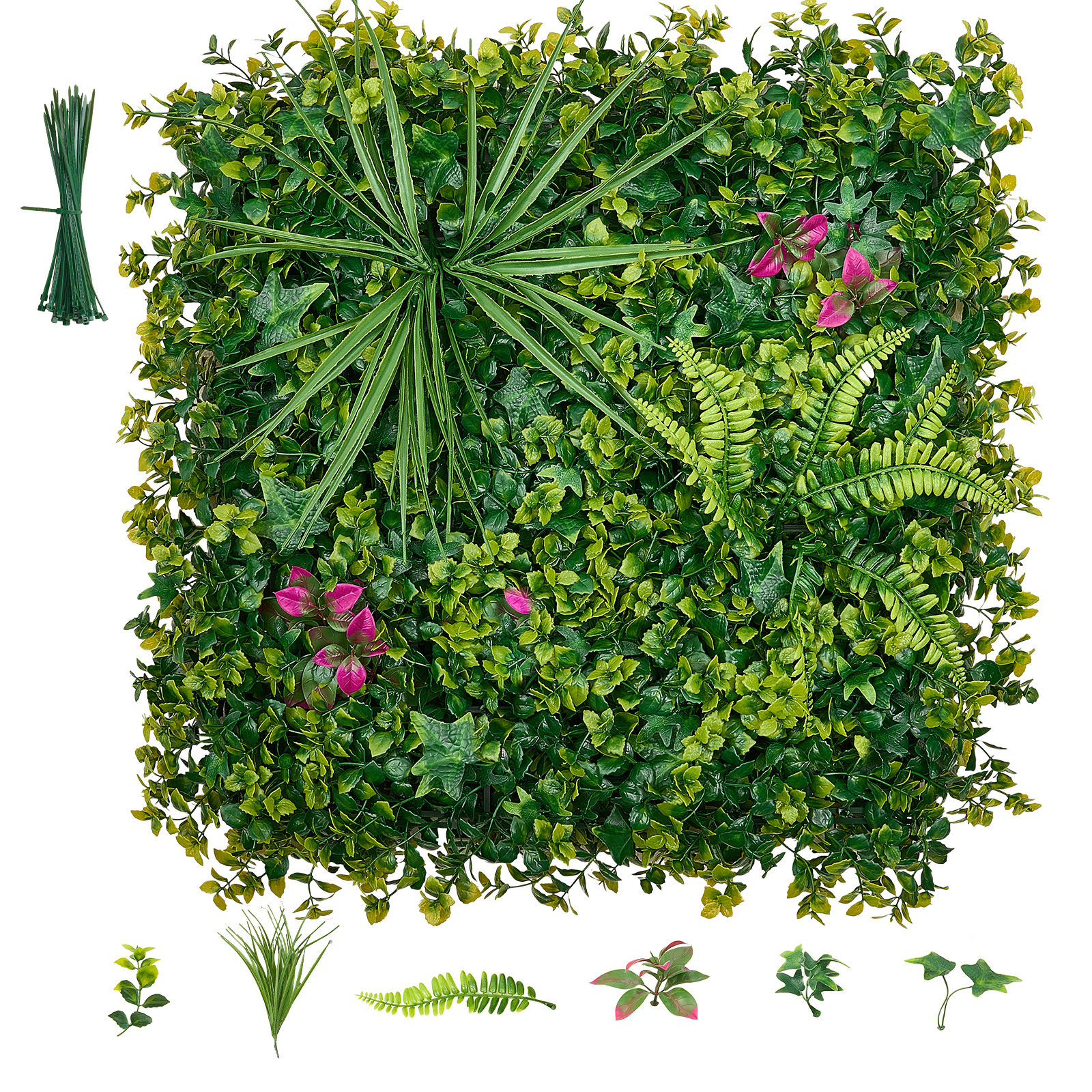 Mophorn Künstliche Hecke 50x50 Cm, 16-tlg. Set, Pflanzenwand Aus Pe, Sichtschutzzaun, Windschutz, Heckenzaun, Kunstpflanzen Für Balkon, Hochzeiten, Außengärten Und Hinterhöfe