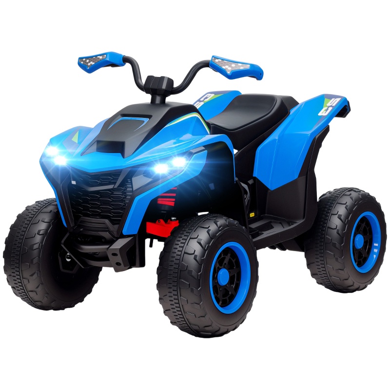 Kinder-elektroquad 12 V, Geländefahrzeug Mit Led-scheinwerfern Und Musik, Hochfester Kunststoff, 109 X 69 X 75 Cm, Blau