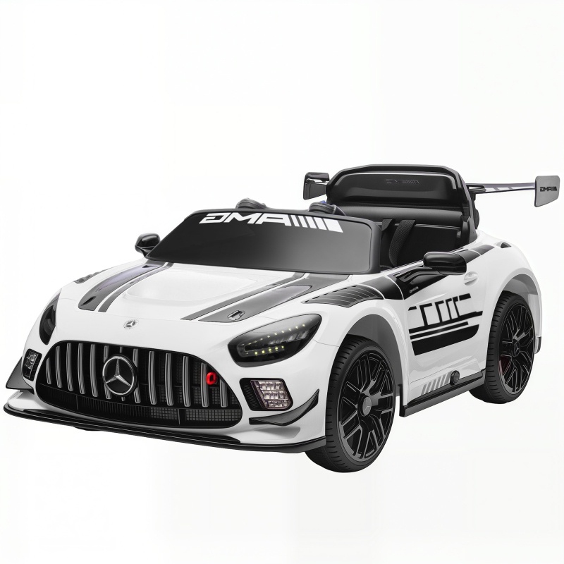 Kinder-elektroauto Mit 2,4-ghz-eltern-fernbedienung, Kunststoff, 12-v-akku, 2 Motoren, Led-scheinwerfer Und Musik, 115 X 66 X 44 Cm, Weiß