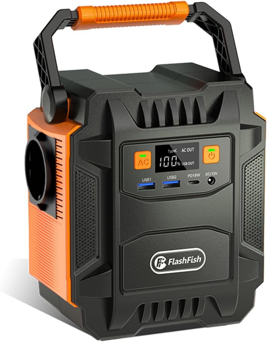 Flashfish Tragbarer Stromgenerator 172,8 Wh, 200 W/230 V Solargenerator-notstromversorgung Mit Ac/dc/usb/led, Geräuscharmer Generator Für Stromausfälle Im Haus Und Im Freien