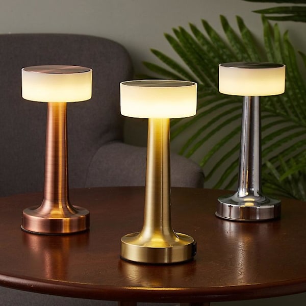 Bordslampa I Metal Led Uppladningsbar Skrivbordslampa Nattlampa Usb Trådlös Touch Restaurant Bar Sovrum Dekorativ Stämningsbelysning Silver