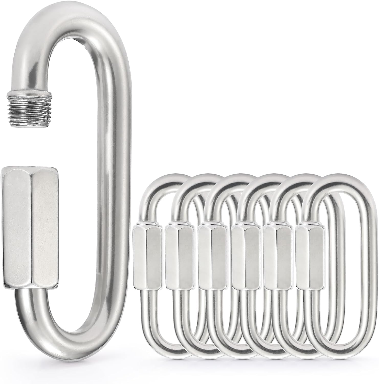 Set Aus 6 Schnellverbindungsringen Mit Schraubmechanismus, Die Als Ketten Oder Karabiner Verwendet Werden Können, Geeignet Für Hebe-, Schlepp-, Schiffs- Und Outdoor-rigging-arbeiten, Schwarz.