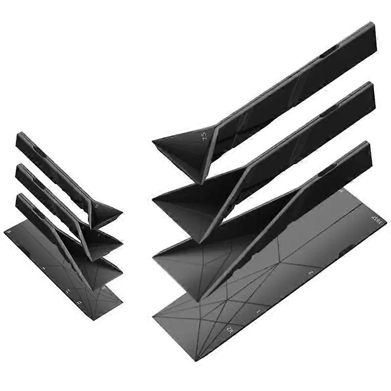 Flacher 3-in-1 Messbecher – 2 Löffel, 6 Verschiedene Größen, Schwarz