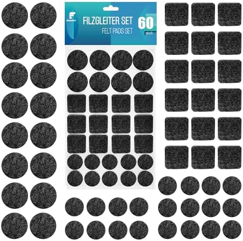 60 Möbelgleiter, Schwarz, Selbstklebende Stuhlgleiter, Möbelgleiter, 3 Mm Dicke Filzgleiter, Kratzfest