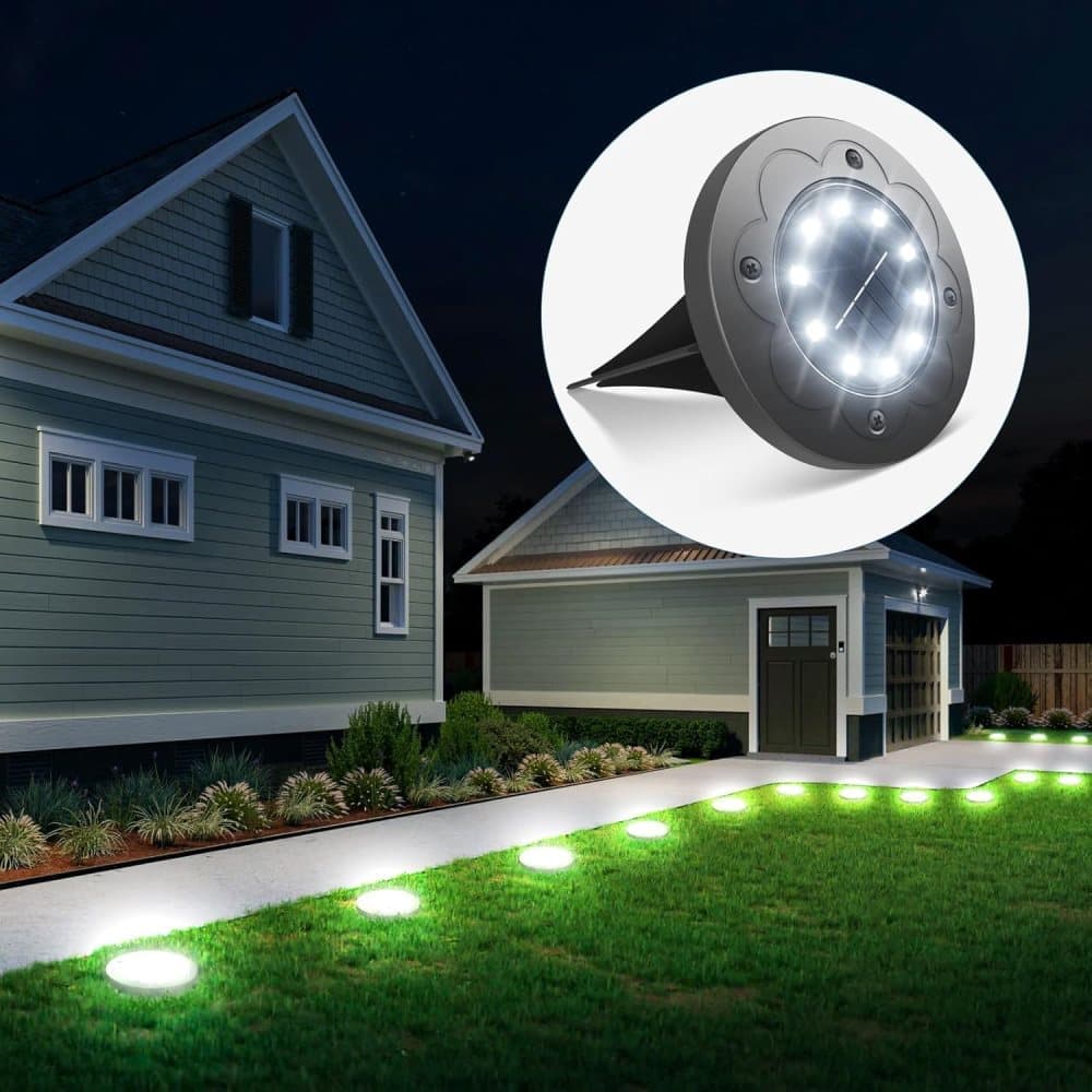 16er-pack Solar-außenleuchten, Schutzart Ip65, 16 Led-bodenleuchten, Automatische Schaltfunktion, Weißes Licht