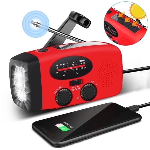 Påsketilbud Hochfrequenz-radio Mit Solarzelle, Akku Und 2000-mah-powerbank Sos Nødsituasjon - Rød Rød 300