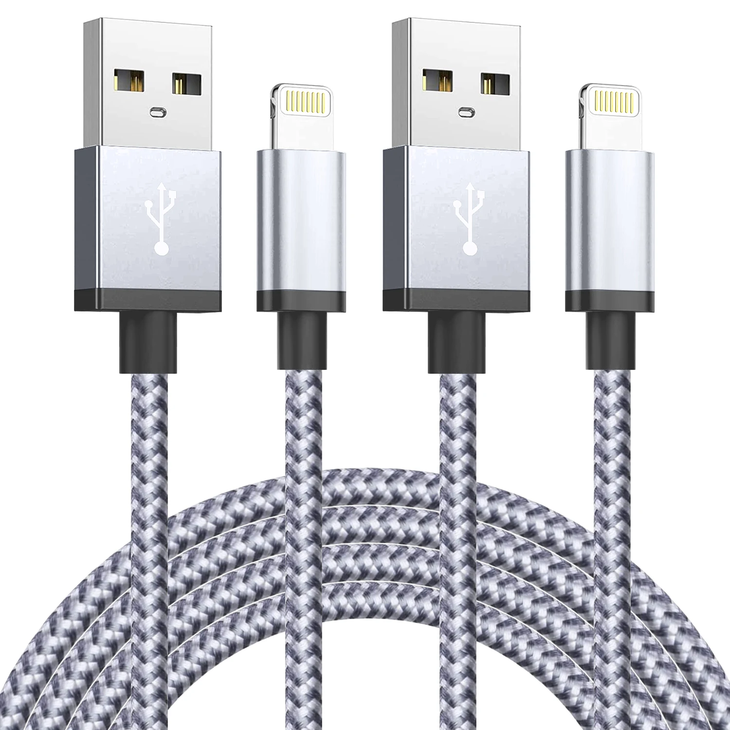 2er-pack Extra Lange Schnelllade-usb-datenkabel, Kompatibel Mit Iphone 14, 8, 7 Plus, 13, 12, 11 Pro Max, Xs, Xr. 3a Usb-lade-datenkabel, Geflochtenes Kabel, 2er-pack.