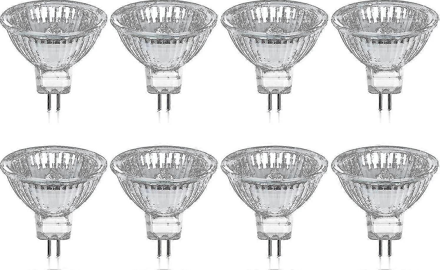 Paket Mit 8 Halogenlampen Gu5.3 Mr16 35w 12v Dimmbar - Licht 2800k, 400 Lumen, Glasboden Boris