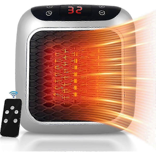 Die Neue Tragbare 800-watt-elektroheizung Verfügt Über Ein Keramik-heizelement Mit Steckeranschluss, Eine Fernbedienung, Einen 12-stunden-timer Und Ein Led-display. 7827b