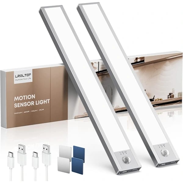 Kabellose, Wiederaufladbare Küchenarbeitsplattenleuchte, 21 Cm Langer Led-streifen Mit 1500 Mah, Dimmbare Kleiderschrankleuchte, Drei Farbeinstellungen.