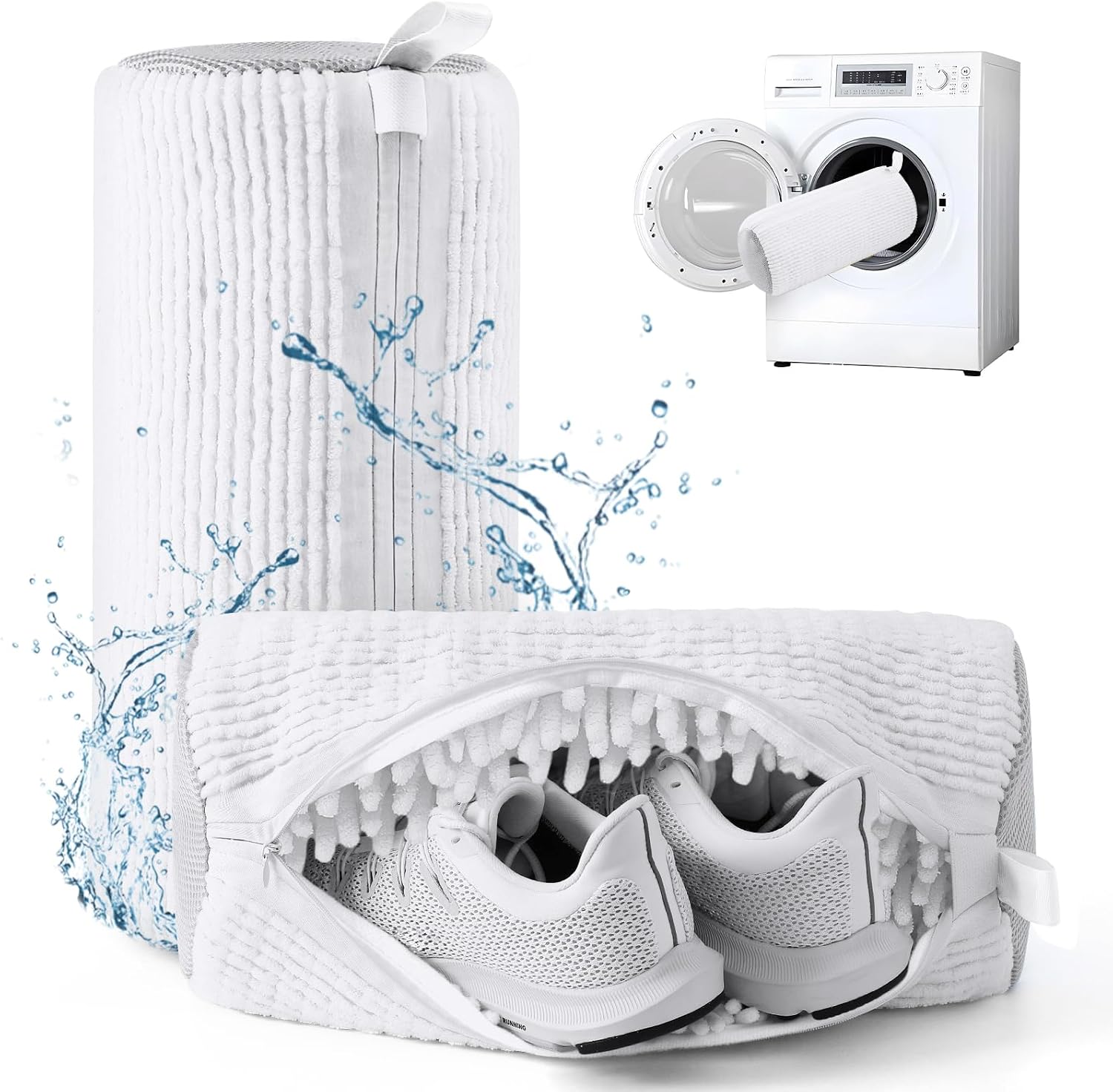 2 Stk Vaskemaskinpose For Sko, Vaskemaskin- Und Torketrommelpose For Sko, Gjenbrukbar Skorengjøringspose For Joggesko, Mikrofiberinnside Hvit W...