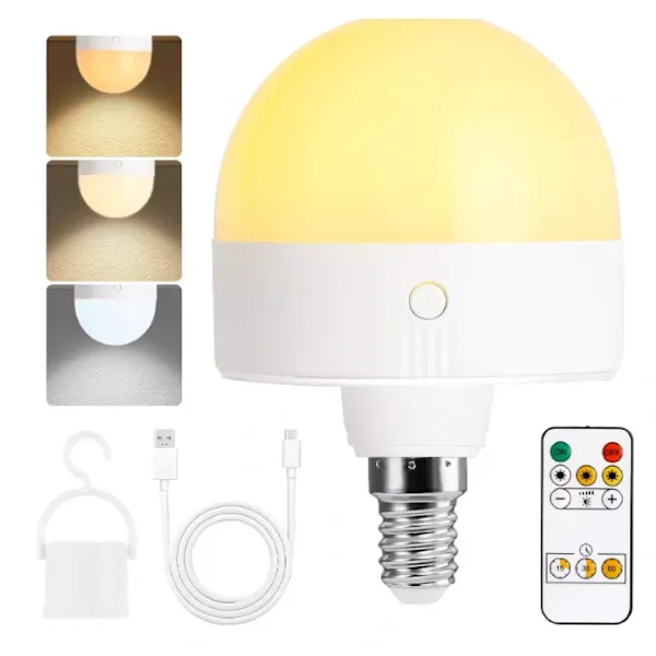 Wiederaufladbare E14 Led-lampen (2er-pack, 300 Lm, Entspricht 9 W, Dimmbar, Mit Fernbedienung)