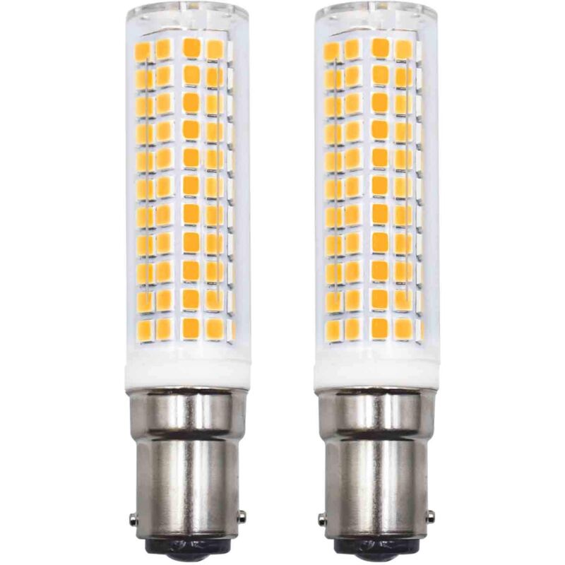 Zwei B15d Led-lampen, 7 Watt (entspricht Einer 75-90 Watt Glühbirne), Warmweißes Licht 3000k, 890 Lumen, 220-230 Volt, Energieeffizienzklasse E, Geeignet Für Wand- Und Pendelleuchten.