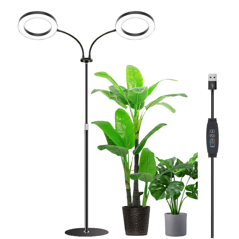 Pflanzenwachstumslampe, Doppelkopf-led-pflanzenwachstumslampe Mit Vollspektrum, 3 Farbmodi, Mit Timer (6/12/16 Stunden), Höhenverstellbar (170 Cm).