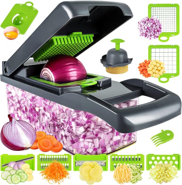 Gemüseschneider, Professioneller Zwiebelschneider, Multifunktionaler 13-in-1-lebensmittelzerkleinerer, Kinderküchenspielzeug