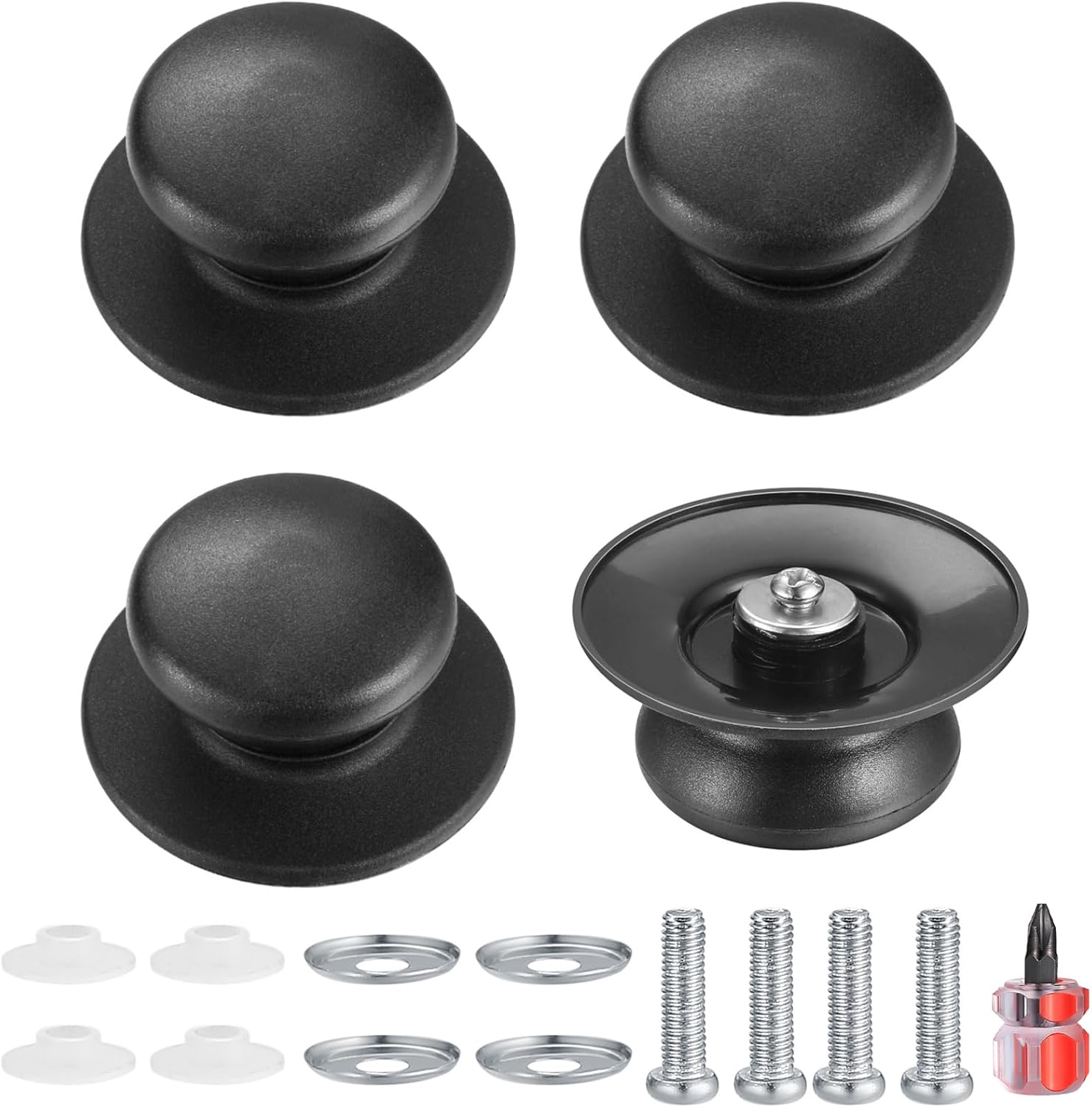 4er-pack Topfdeckelknöpfe, Schwarz