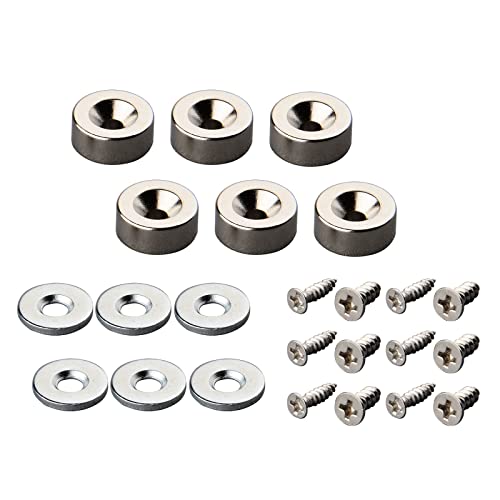 Neodym-magnete, 3 Kg Haftkraft, 12 X 5 Mm, Mit Loch Und Kappe, Senkkopf-topfmagnet Mit Schraube Und 6 Stahlpads, Starke Magnete Für Tür, Garage, Zelt, Küche