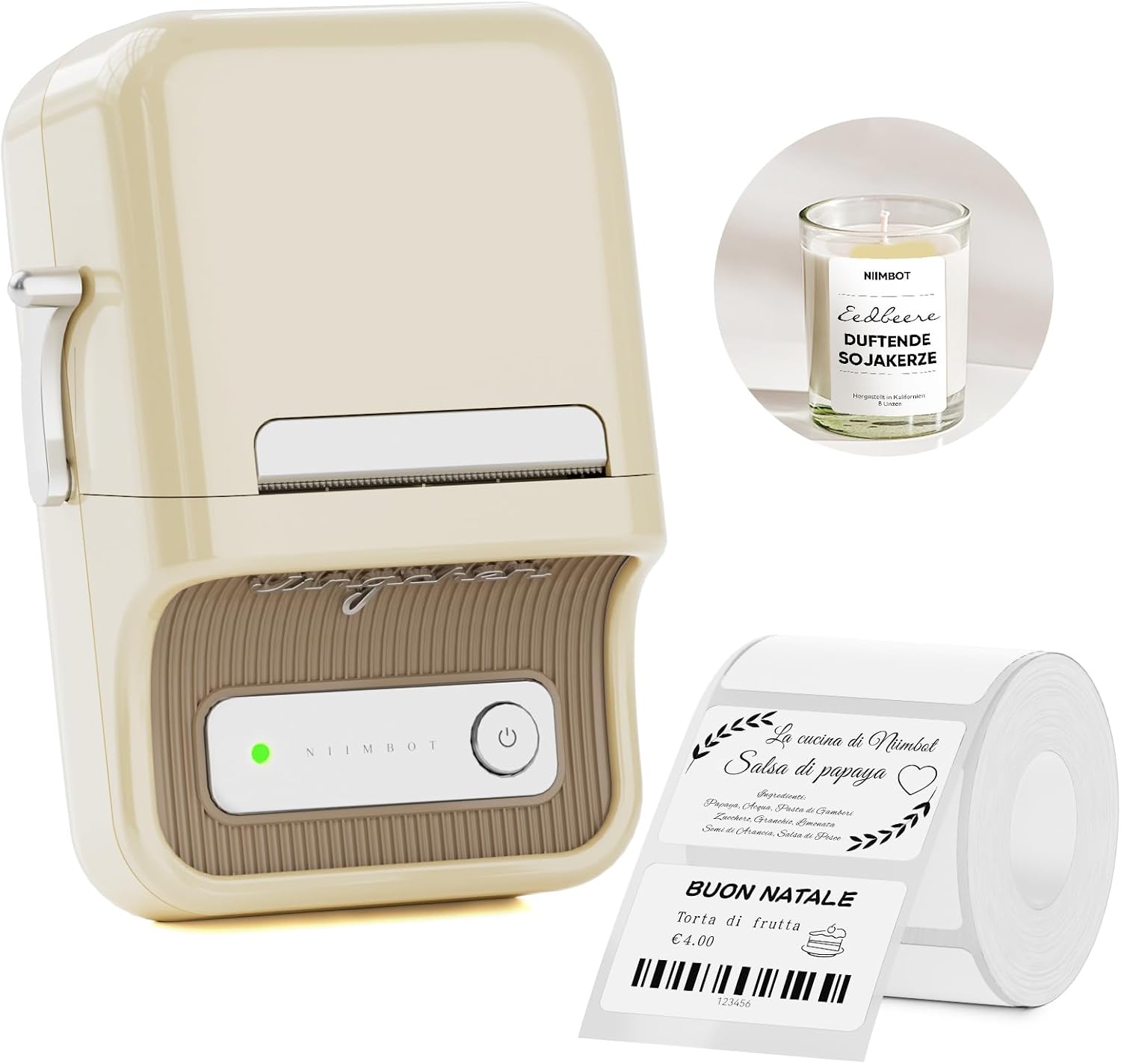 Der Bluetooth-etikettendrucker B21 Wird Mit Etikettenpapier, Einer Funktionsreichen App (mit 120 Schriftarten Und Über 1600 Symbolen) Und Etiketten Mit Einer Breite Von 20 Bis 50 Millimetern Geliefert