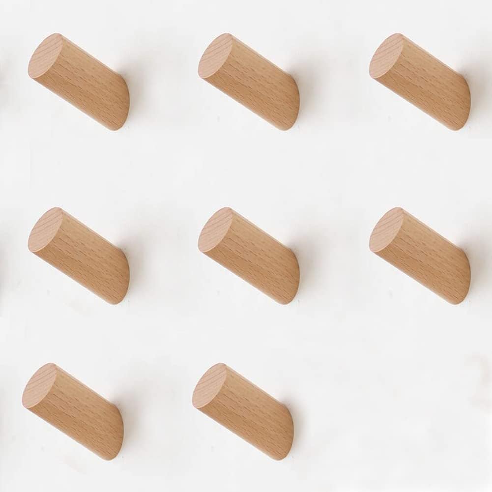 8er-pack Wandhaken Aus Holz, Kleiderhaken Aus Holz, Mittelgroße Zylindrische Haken Aus Buchenholz, 8 Cm Wandkleiderbügel