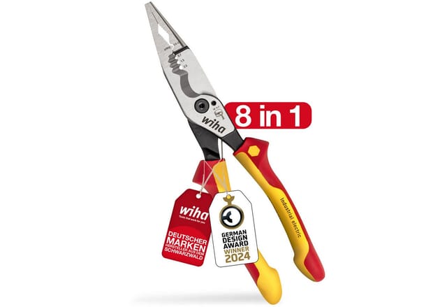 Multifunktionszange für Elektriker 8in1 i Crimpen, Abisolieren, Schneiden, Greifen, Entgraten, Biegen, Verschrauben, Schrauben schneiden (45705)