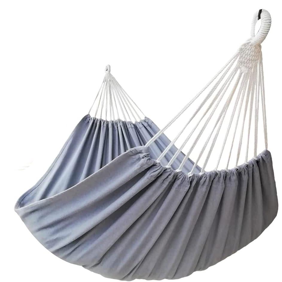 Zwei Hängematten, Jeweils Für Zwei Personen Geeignet, Leinwandmaße 220x150 Cm, Gesamtlänge 270 Cm, Gartenhängematte Für Den Außenbereich, Gartenhängematte Für Den Innenbereich, Graue Doppelhängematte