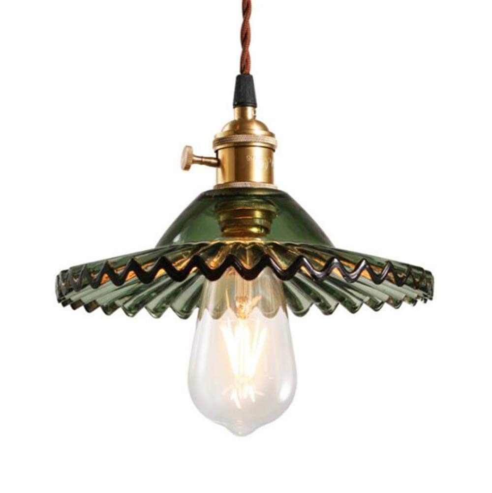 E27 Industrielle Retro-pendelleuchte, Retro-glas-pendelleuchtenschirm, Geeignet Für E27-glühbirnen, Industrielle Deckenleuchte (grün).