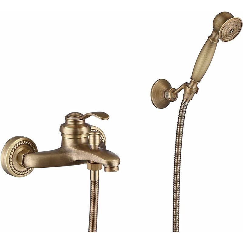 Verstellbarer Warm- Und Kaltwasserhahn, Wandmontierter Retro-badewannenhahn, Doppelfunktion, Keramikventileinsatz.