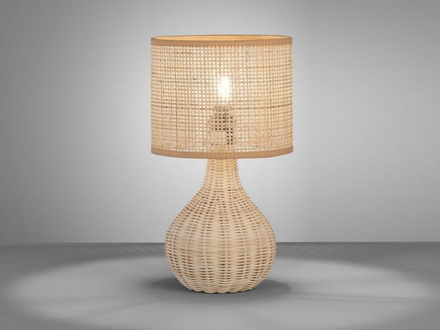 Led Tischlampe dimmbar aus Korbgeflecht, Höhe 37cm