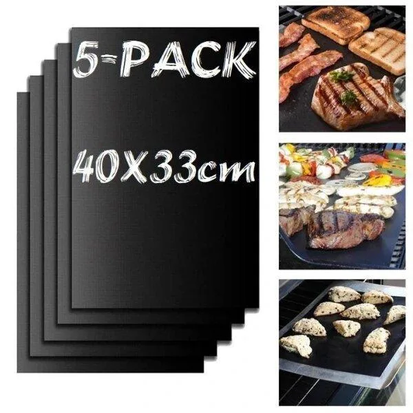 5-teiliges Set Grillmatten/ofenmatten/backmatten – Antihaftbeschichtung, 40 X 33 Cm