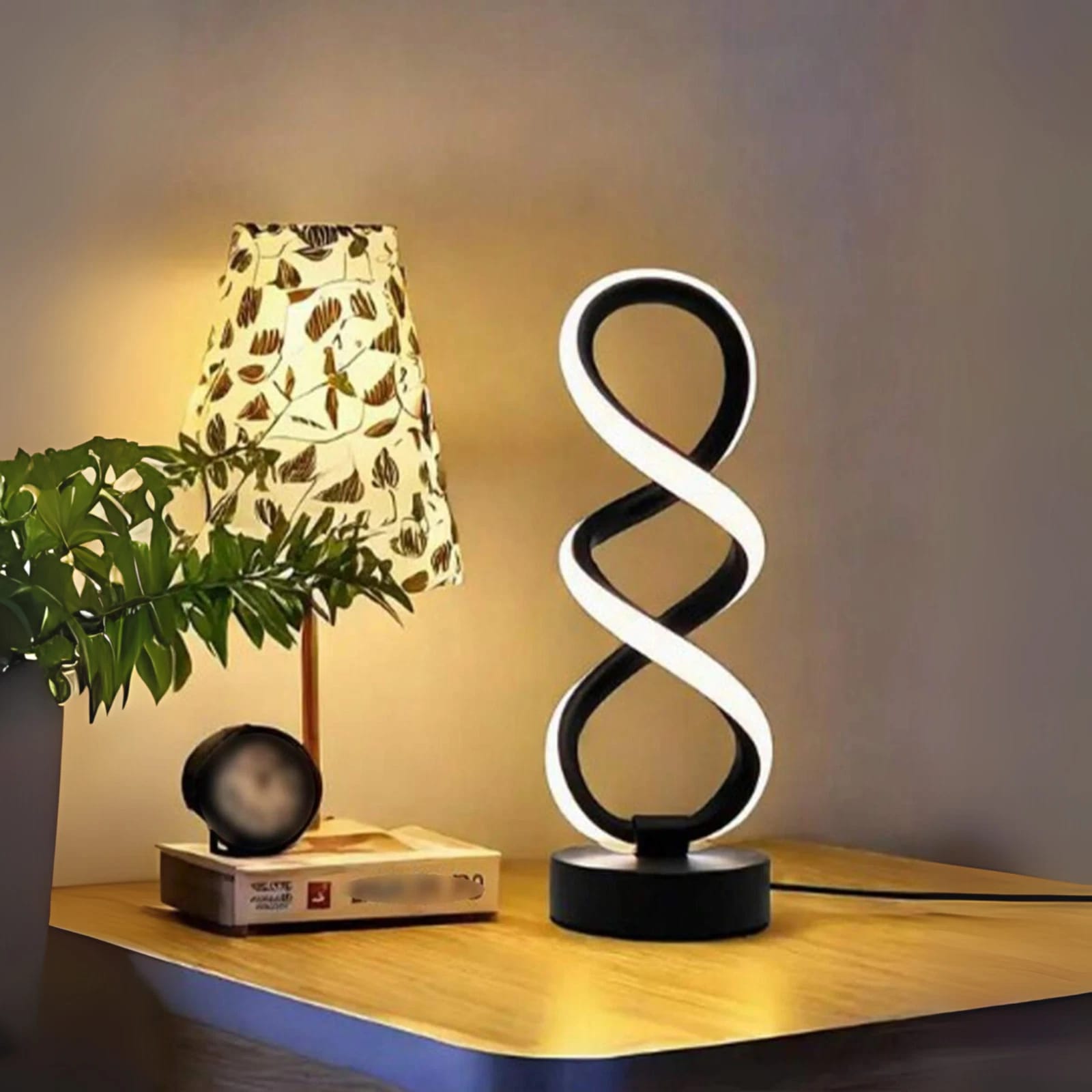 Moderne Spiralförmige Rgb-schreibtischlampe, Kreative Led-spiral-dekorationsnachtleuchte (schwarz)